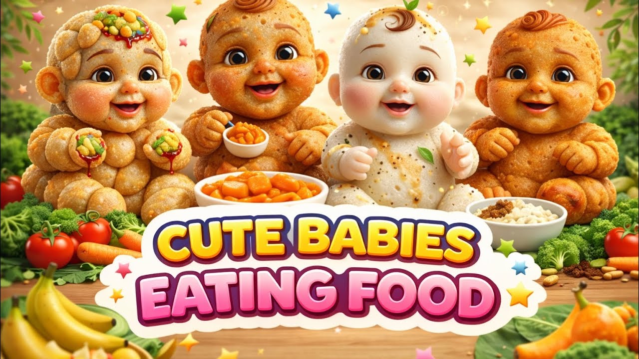 Cute babies eating food videos ai videos