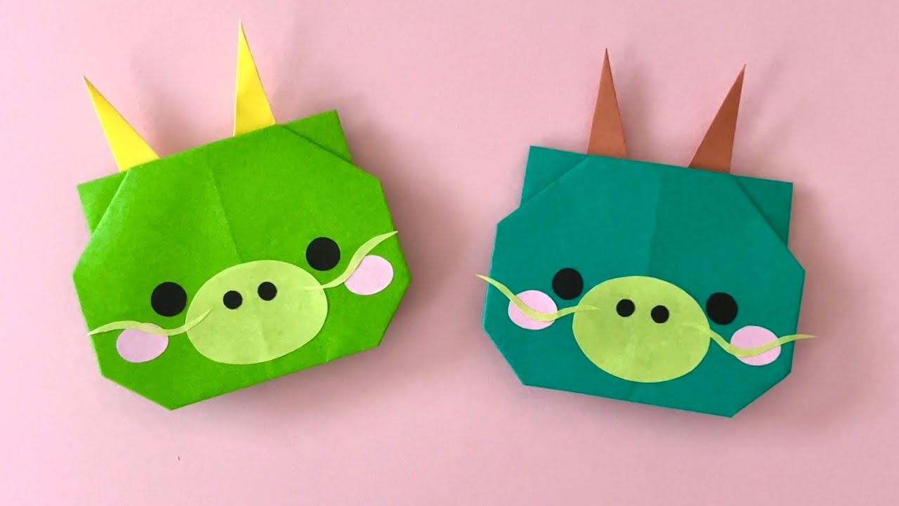 【お正月 折り紙】簡単 可愛い 辰の折り方 Origami How to make cute dragon 折纸 龙 辰年 종이접기 용티 龍 竜 ドラゴン