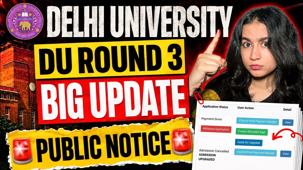 DU Round 3 Big Update 🔥 CSAS Phase 3 Seat Allocation & Public Notice | Delhi University