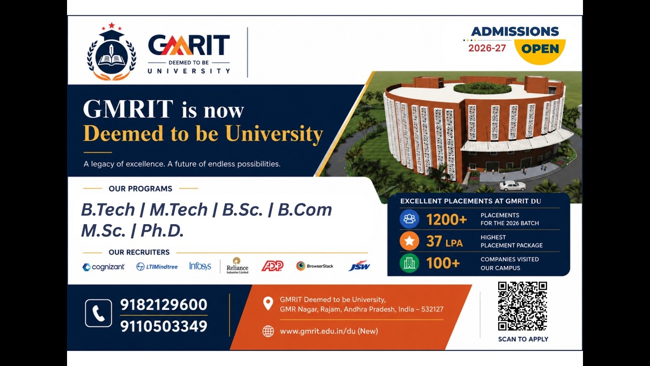Admissions Open 2026 | GMRIT Deemed to be University | EAPCET 2026 Qualified Students