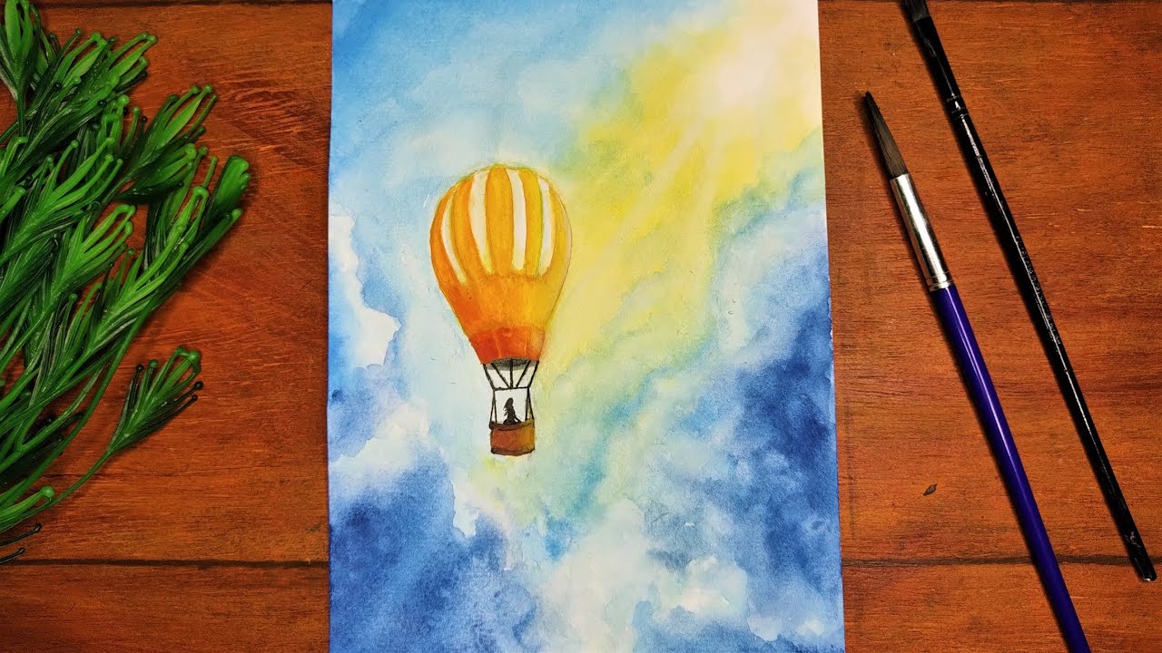 Air Balloon Watercolour painting 🎨🖌