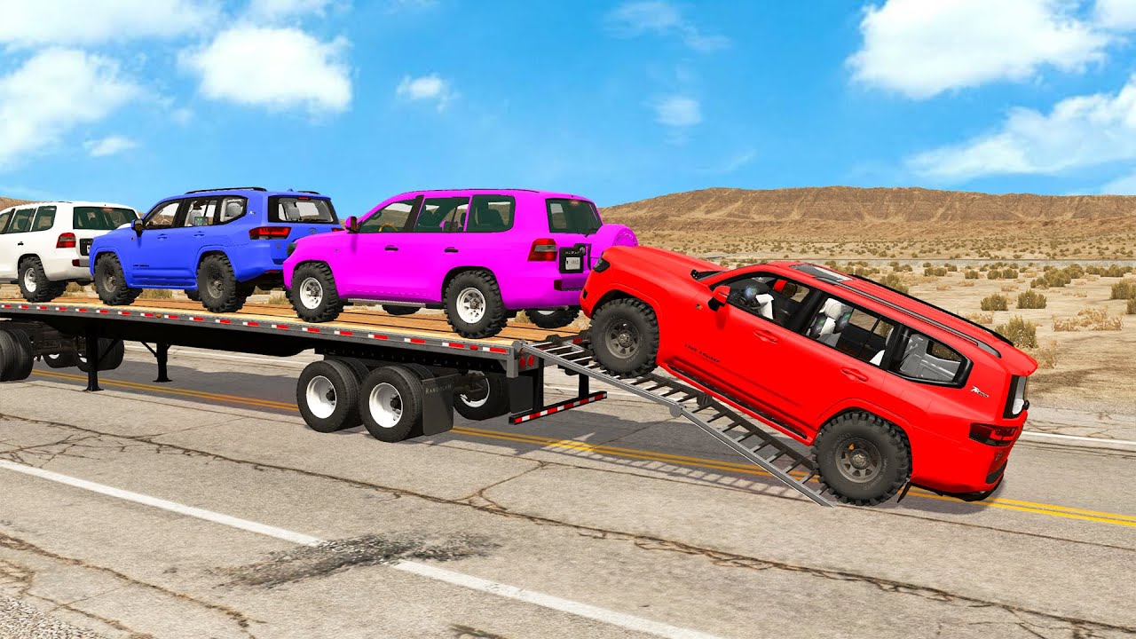 Flatbed Truck Mcqueen | Transportation with Truck - Pothole vs Car #6 - BeamNG.Drive