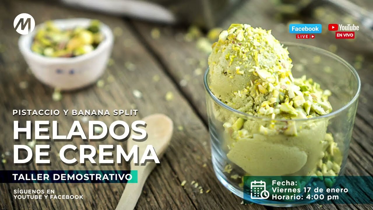 Helados de Crema Pistaccio y Banana Split - Premezcla Blanca Martigiani
