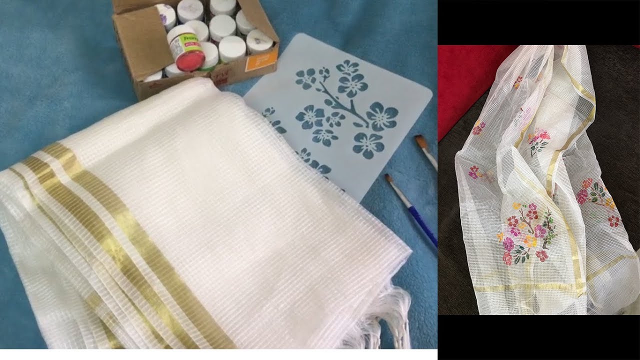 Hand Painted Dupatta | Fabric Painting| Simple way to paint your Duppata
