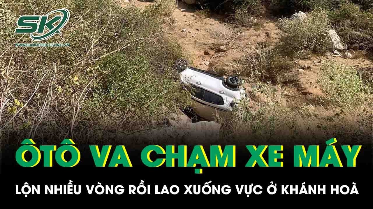 Khánh Hoà: Ôtô cùng xe máy lộn nhiều vòng rồi lao xuống vực sau cú va chạm, 3 người bị thương