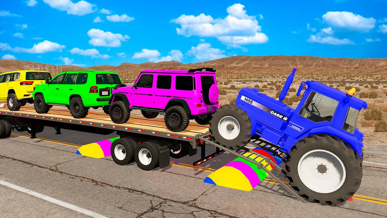 Flatbed Truck Mcqueen | Transportation with Truck - Pothole vs Car #4 - BeamNG.Drive