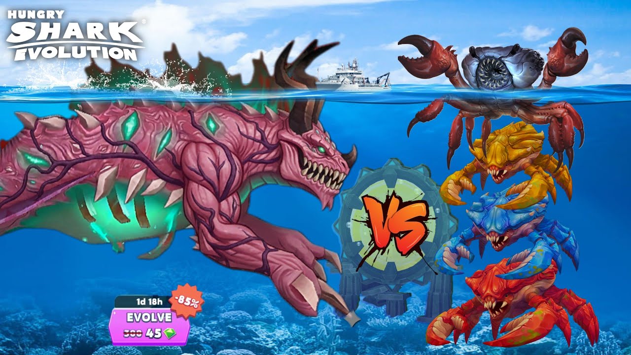 GIANT ASTAROTH HUNGRY SHARK VS ALL GIANT CRAB BOSS - BIG SHARK | HUNGRY SHARK EVOLUTION GAMEPLAY