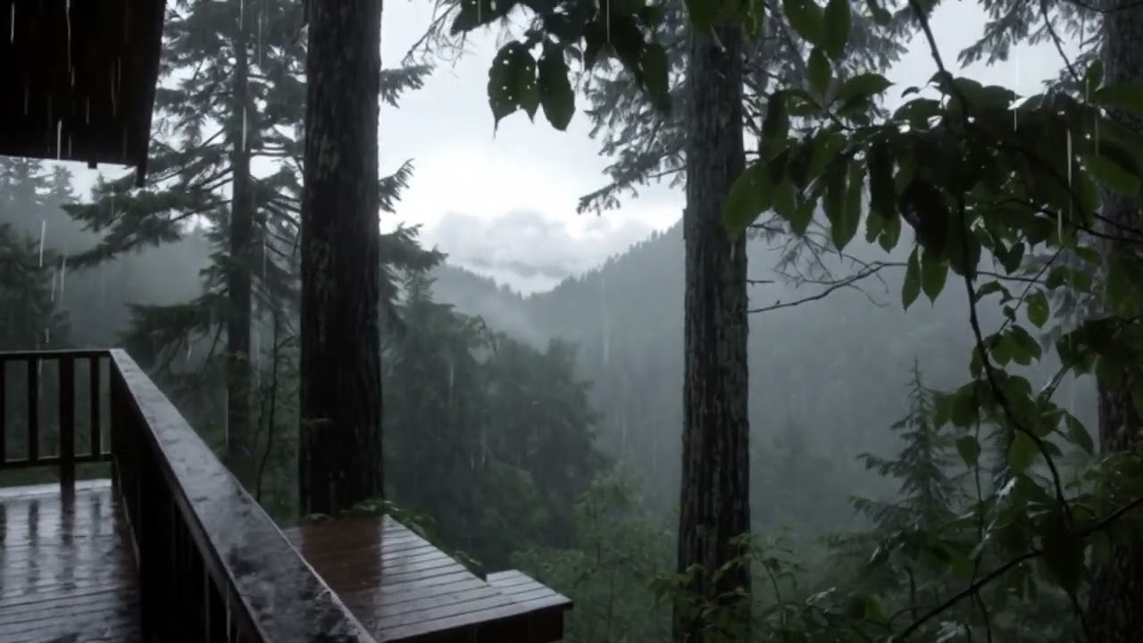 Heavy Rain in the Deep Woods Cabin (3 Hours) | Cozy Forest Sleep Sounds