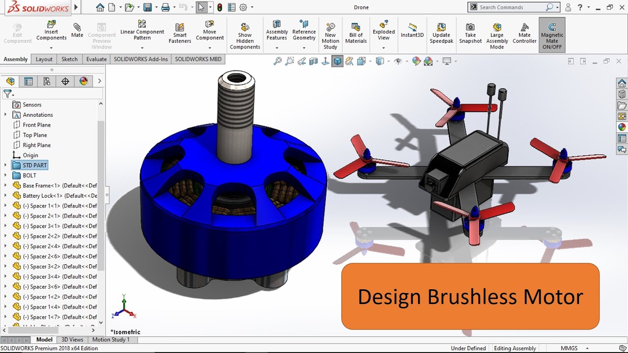 Разработка бесщеточного двигателя с использованием Solidworks