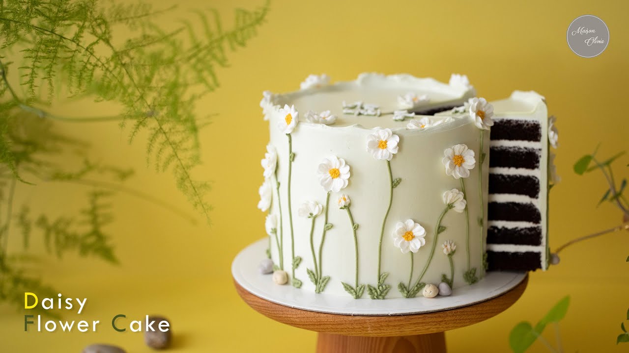 데이지 케이크 l Daisy Cake l  데이지파이핑과 조색팁, 엣지 살린 아이싱
