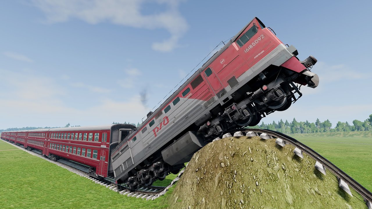 Trains Vs Bulged Rail #48 - Beamng.Drive
