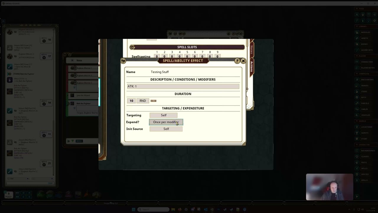 New Effects Dialog Options