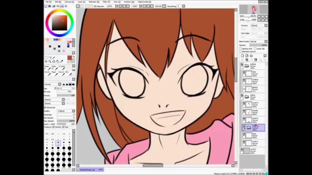 Beginner's Tutorial 3 - SAI Drawing Process - Coloring