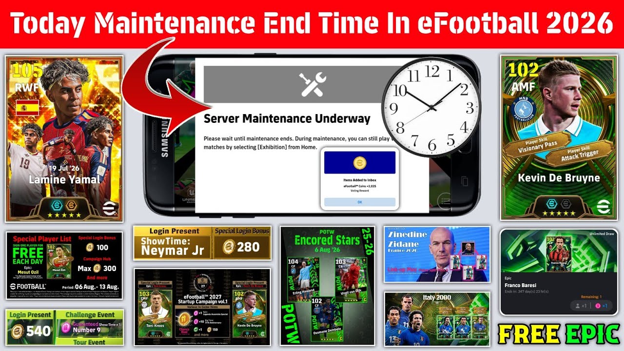 Время окончания техработ сегодня в eFootball 2026 Mobile | Техработы на серверах Pes | Время окон...