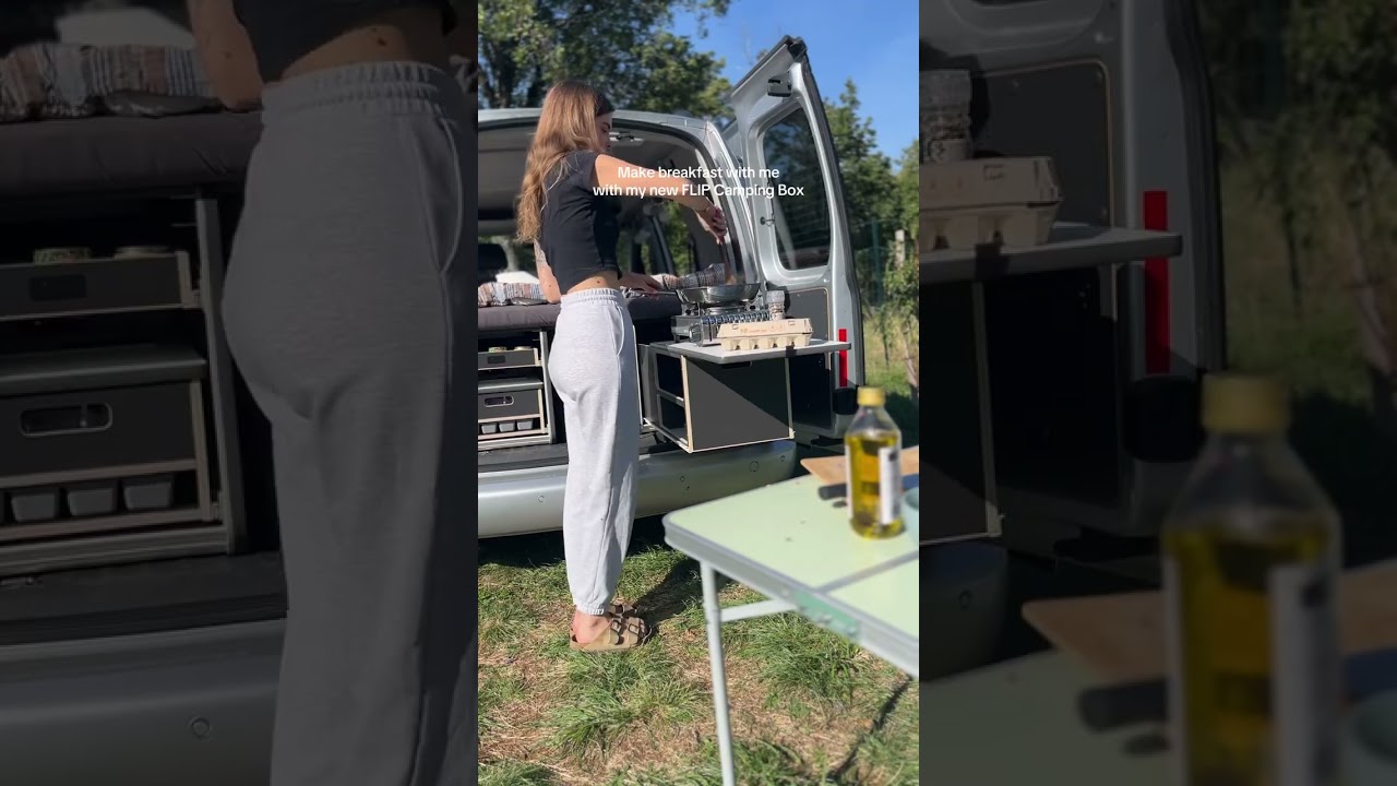 Breakfast with FLIP Camping Box / Fr&uuml;hst&uuml;ck in Heckk&uuml;che / petit-d&eacute;jeuner &agrave; VW Caddy