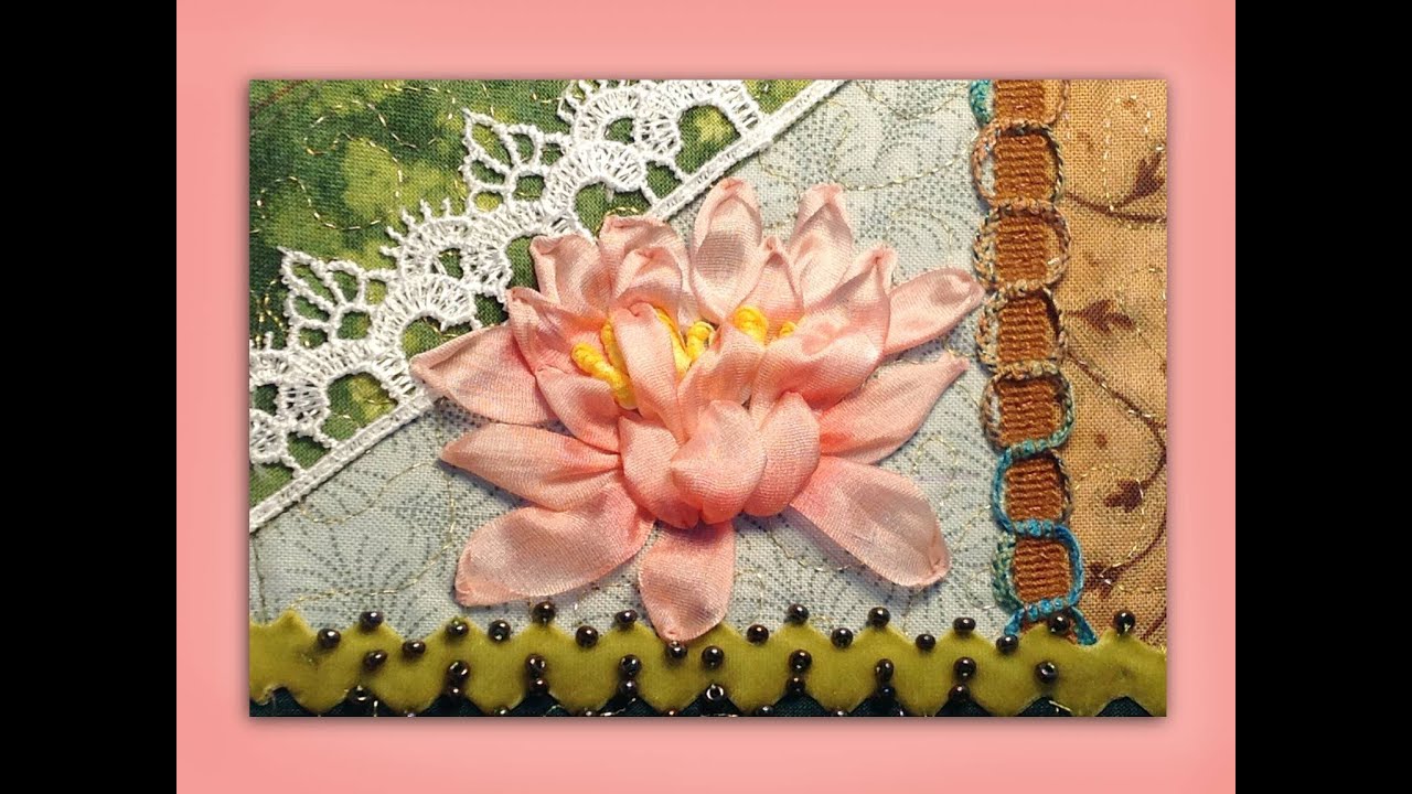 how to embroider a silk ribbon waterlily flower