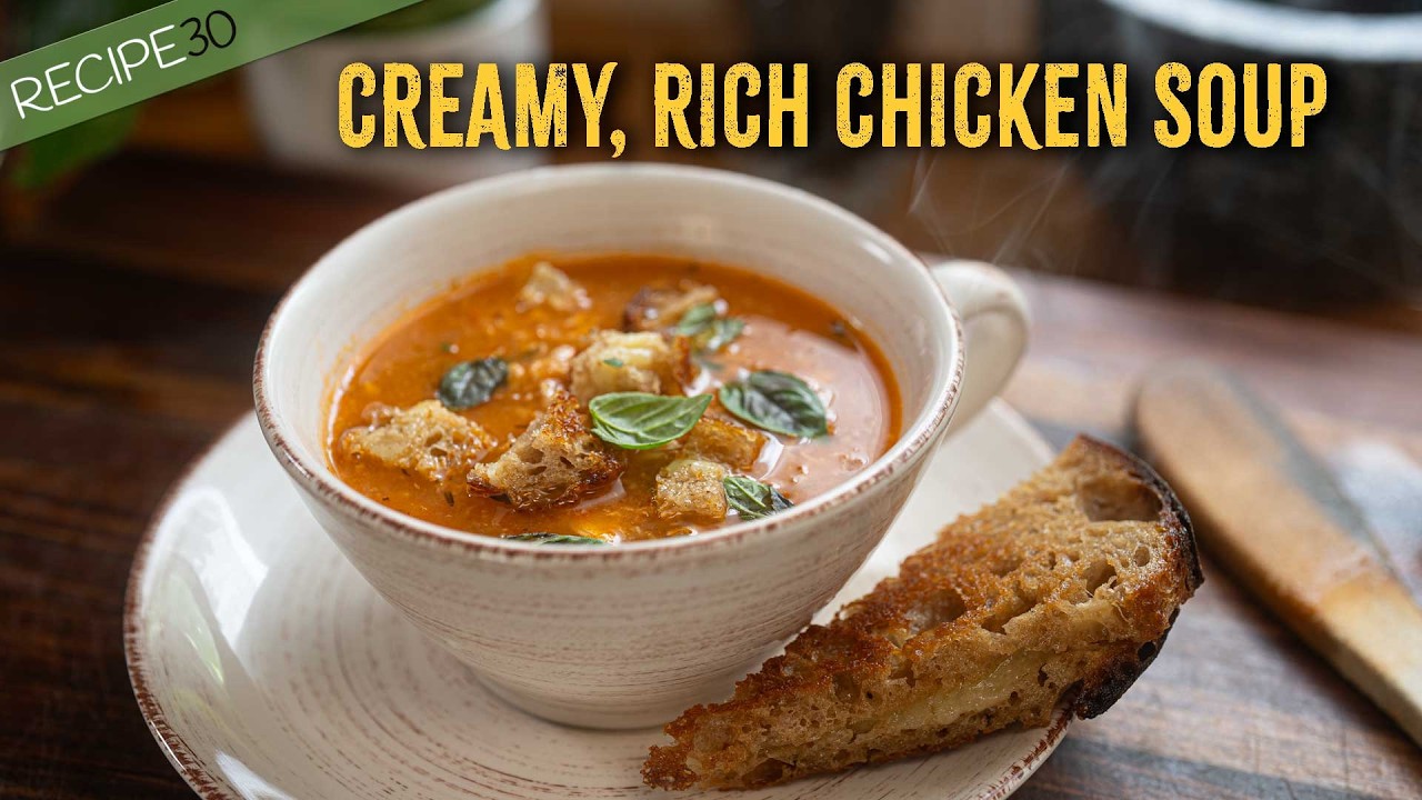 Creamy Tomato, Chicken and White Bean Soup (No Cream!)