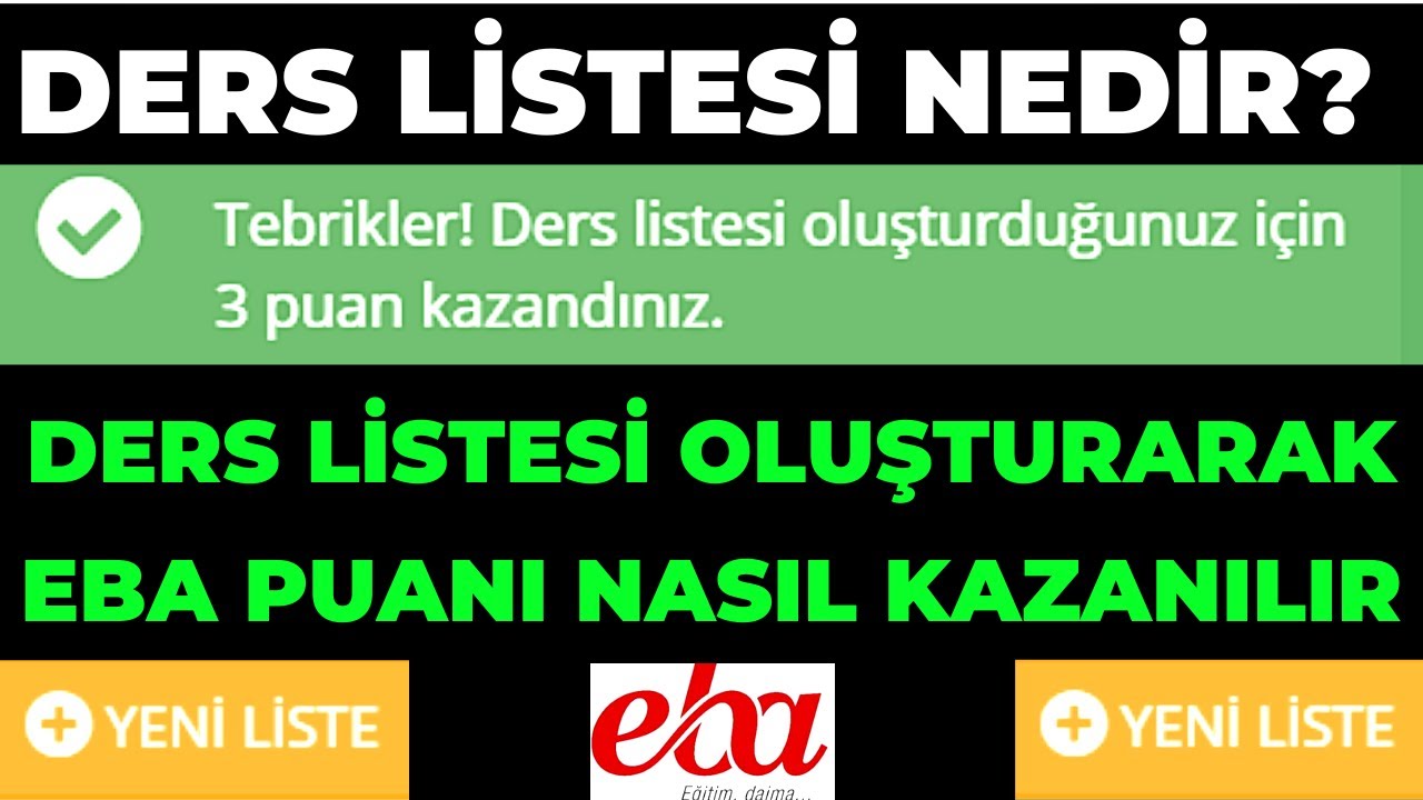 EBA DERS LİSTESİ NEDİR? DERS LİSTESİ OLUŞTURARAK PUAN NASIL KAZANILIR? Öğretmen EBA Puanı Kazanma