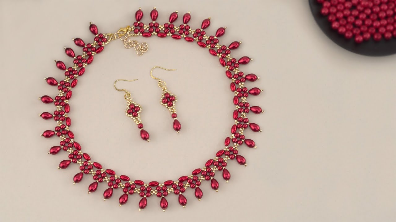 Pearl Necklace Design: How to Make Necklace & Earrings with Beads | Easy to Make DIY Beaded Jewelry