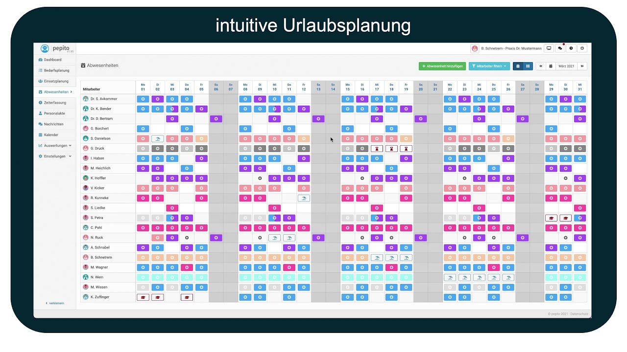 Praxispersonal einfach und intuitiv verwalten mit pepito