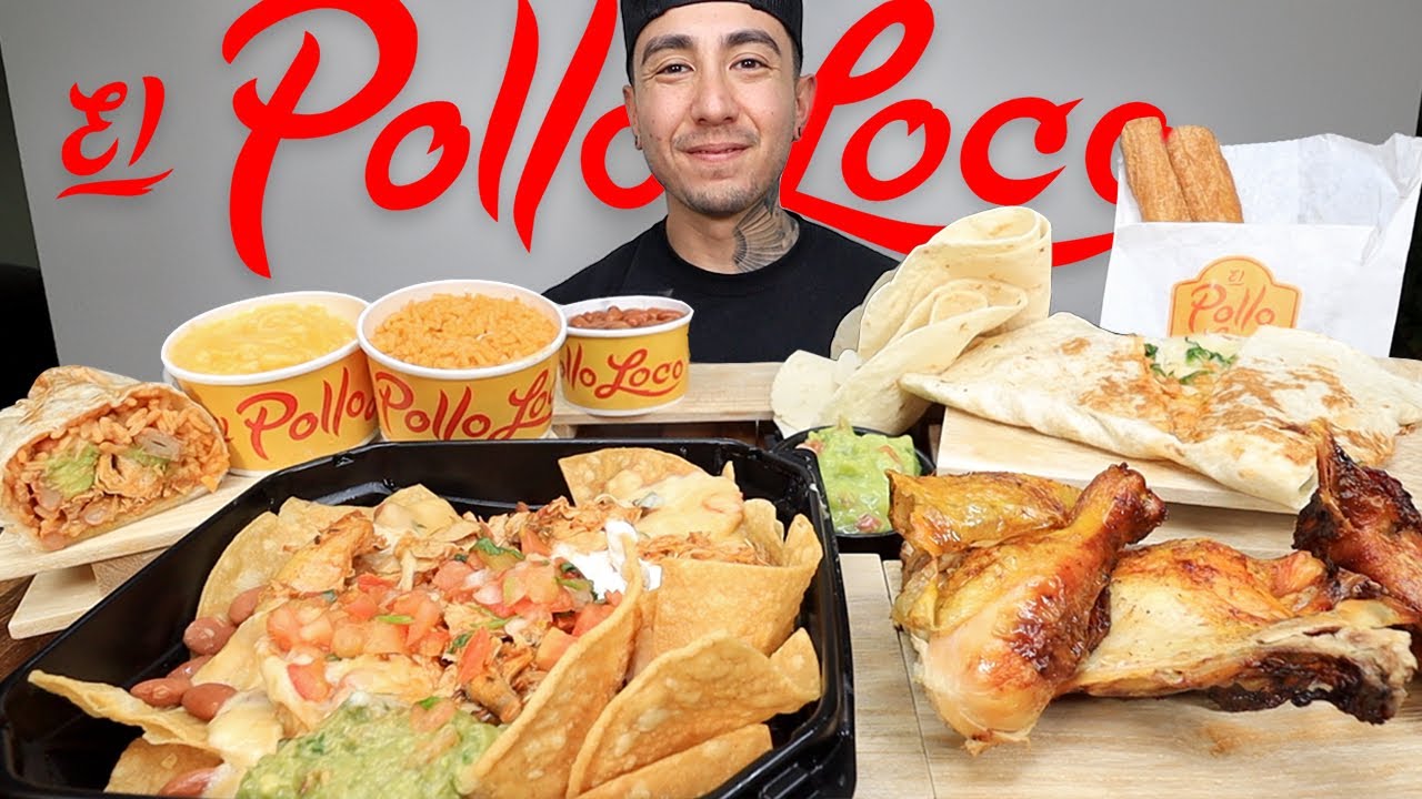 MUKBANG EATING El Pollo Loco Fire Grilled Chicken, LOADED Nachos, Burrito Chicken Quesadilla, Churro
