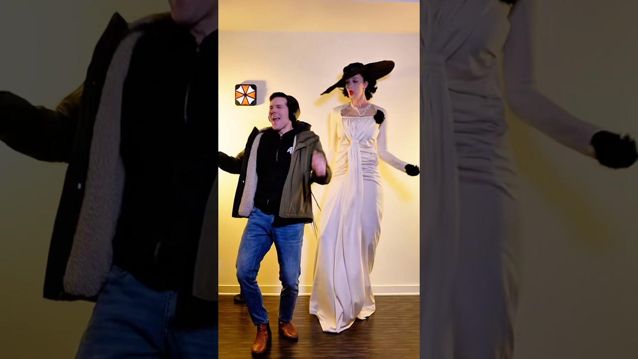 Playing Resident Evil Village be like 🙂&zwj;↕️😮&zwj;💨🧛🏼&zwj;♀️ (Lady Dimitrescu x Ethan Winters cosplay)
