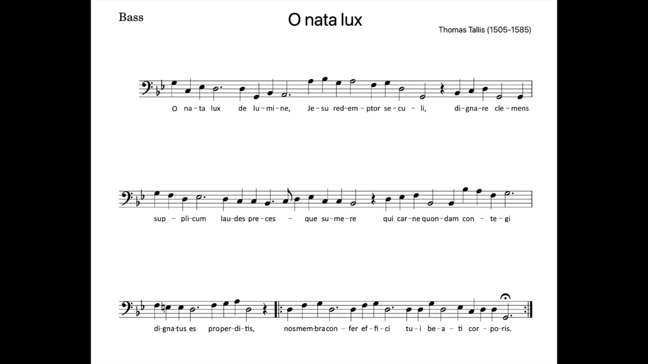 Tallis O Nata Lux Partbook bass learning file