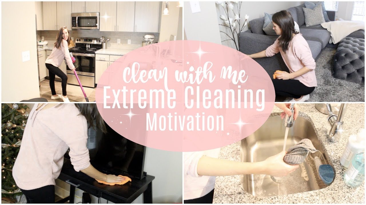 CLEAN WITH ME 2017 // EXTREME CLEANING MOTIVATION // deep cleaning the kitchen and living room