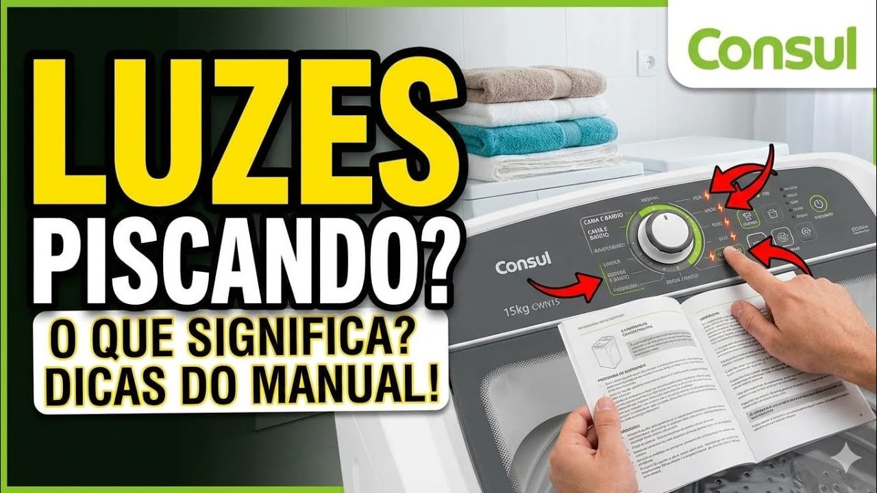🧺LAVADORA CONSUL 15KG CWN15:Cama e Banho Passo a Passo + Luzes do Painel Piscando (Manual Explicado)
