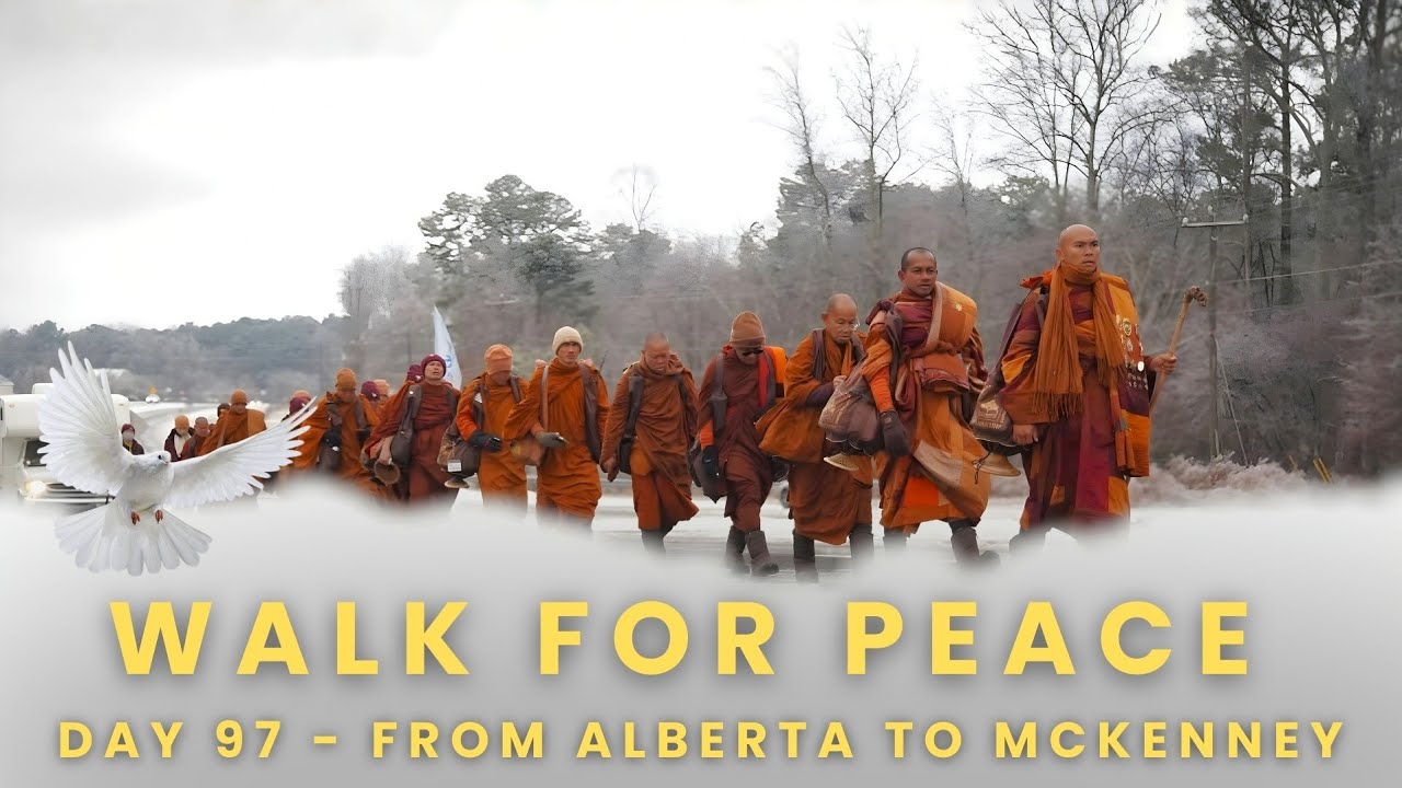DAY 97 - Today heading to Mckenney and Dewitt 🙏✨🕊 #WalkForPeace #PeaceWalk #BuddhistMonks #aloka 