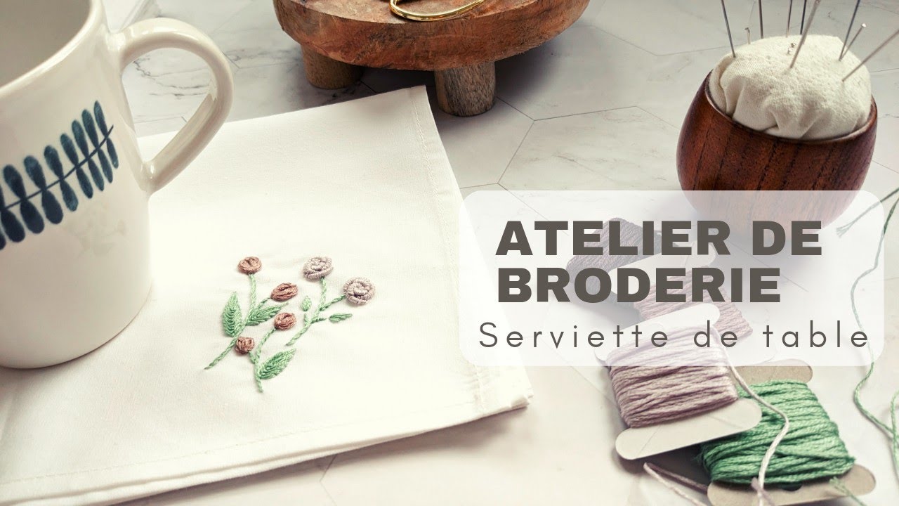 Broder une serviette de table, tutoriel de broderie : fleurs ✨ Broderie à la main pour les débutants