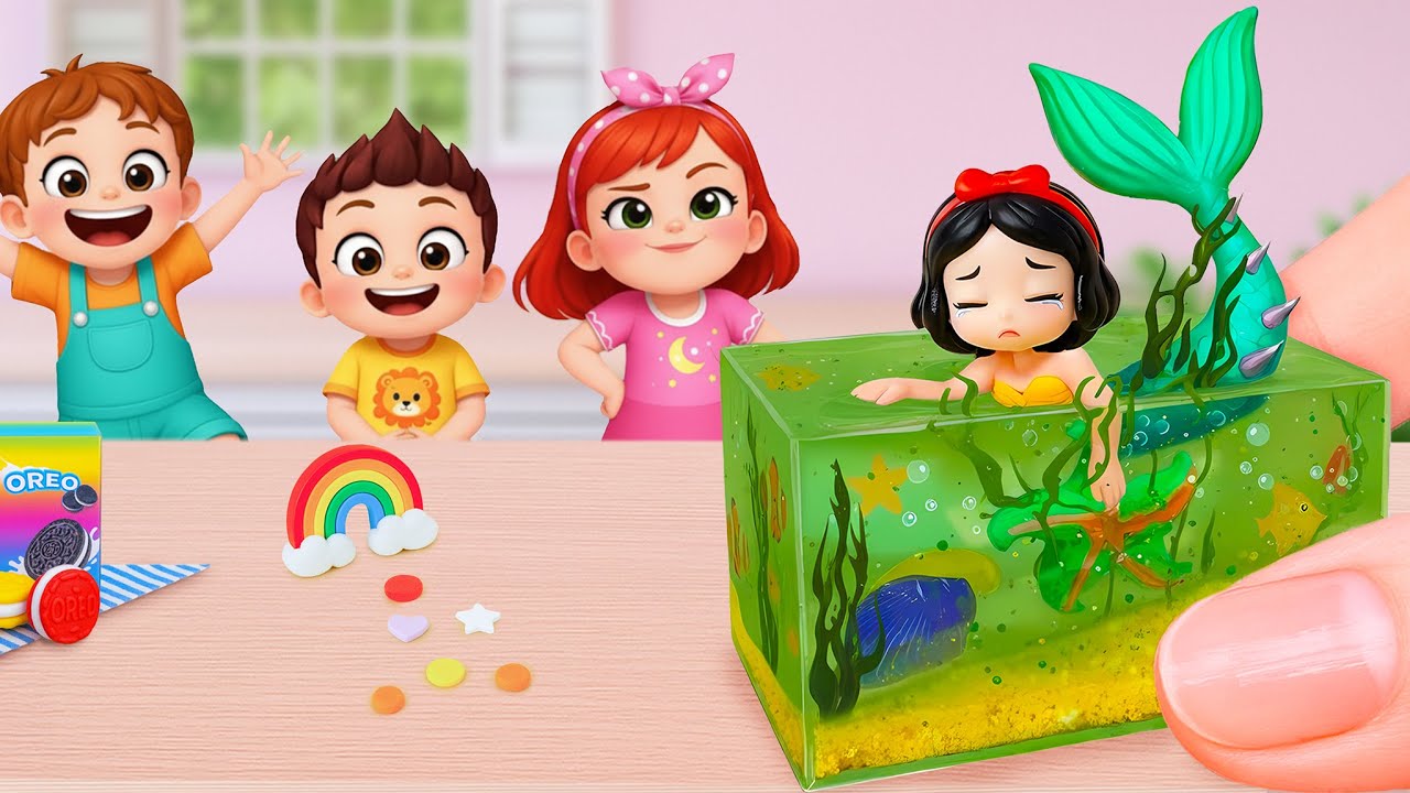 Miniature Rainbow Jelly Decorating 🌈 Making a Lovely Mini Princess Rainbow Jelly Cake 💗 Little Yummy