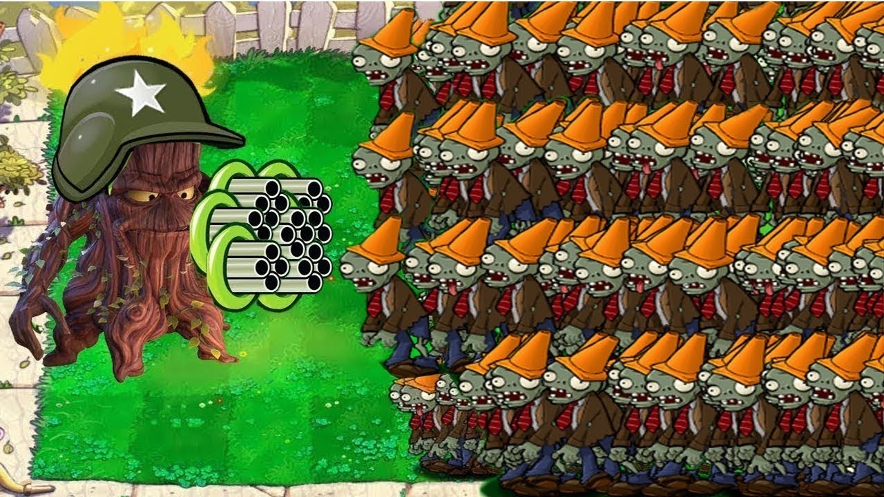 Gatling Pea vs Massive Conehead Army | Plants vs Zombies Overpowered
