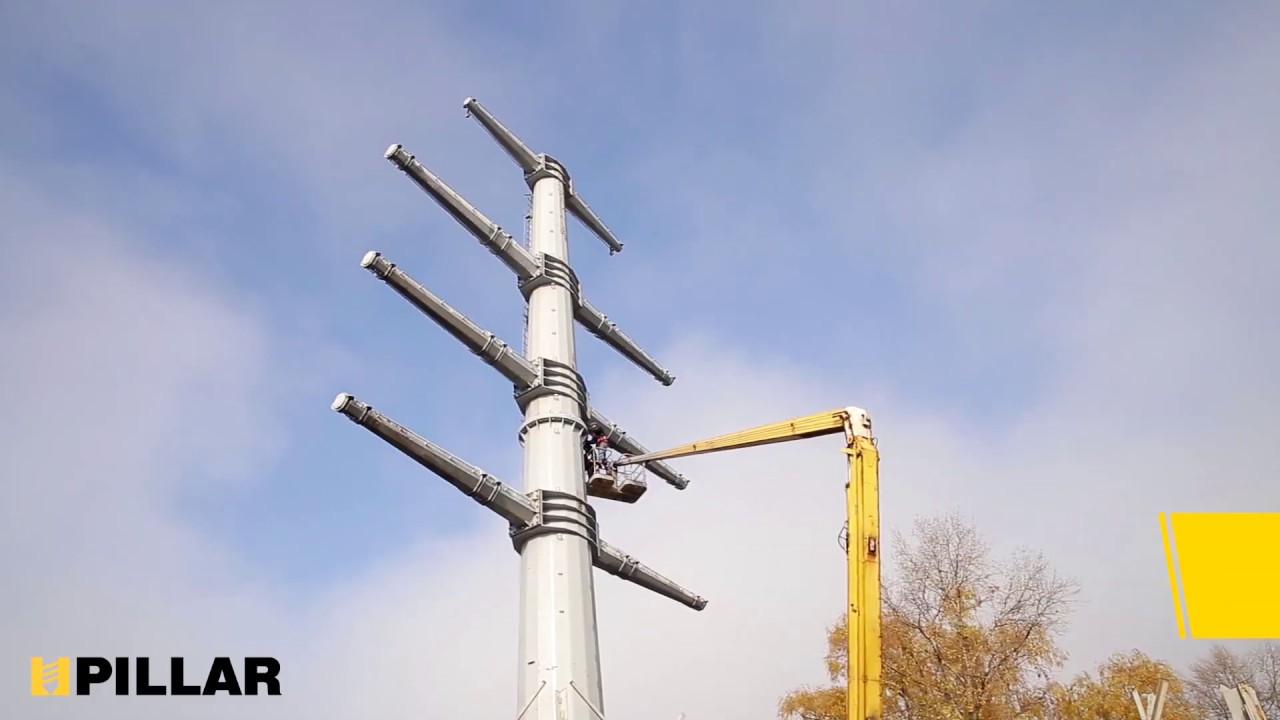 Power transmission line poles on Pillar's screw piles (ground screws)