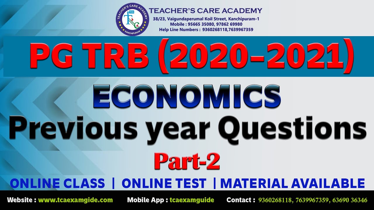 PG TRB (2020-2021) : Economics : Previous Year Questions