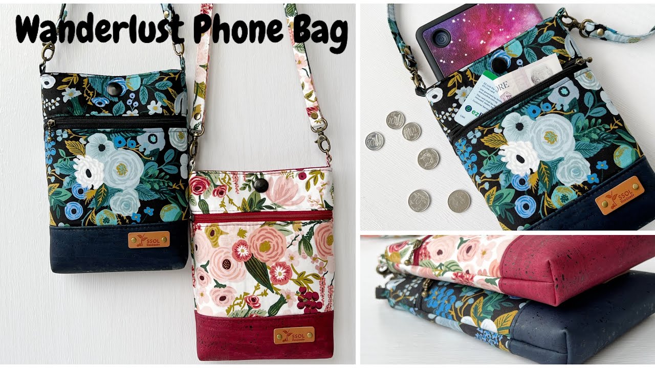 How to sew a phone bag | DIY phone pouch with a front zipper - Wanderlust Phone Bag