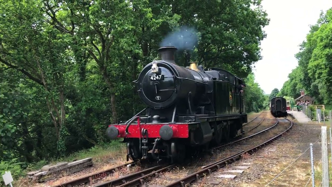 GWR 4247 running around its train at Boscarne Junction