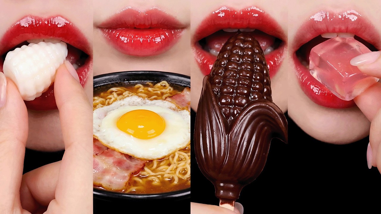 ASMR LIPS MUKBANG 👄 Sweet Desserts, Chocolate & Jelly Eating Sounds | 입술먹방 디저트 먹방