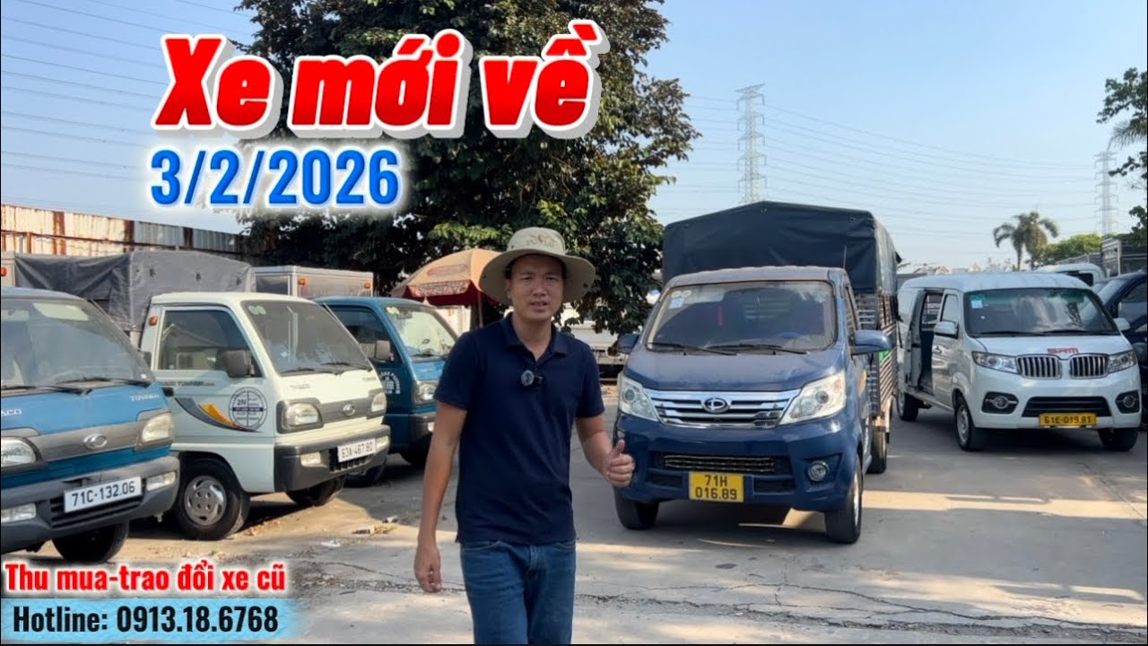 Xe tải cũ mới về ngày 3/2/2026: Towner 800, Kenbo, K165, Fuso TF4.9, Hino 300, Isuzu 150ps 5 tấn