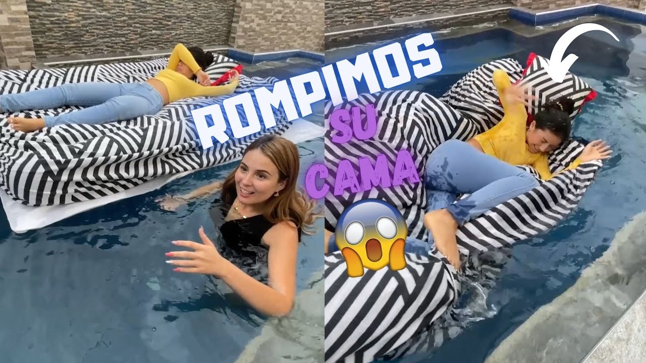 DESINFLAN su CAMA EN LA PISCINA 🥺 mira lo que pasa