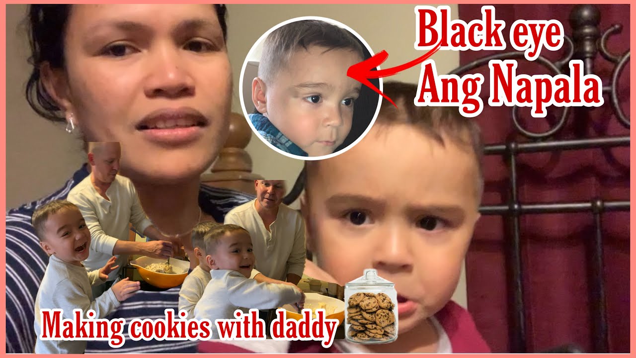 BLACK EYE ANG NAPALA DAHIL SA KAHARUTAN | TWINS MAKING COOKIES WITH DADDY | FILIPINA AMERICAN FAMILY