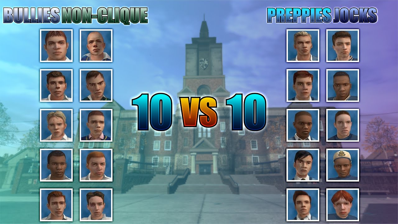 BULLY SE : Bullies & Non-Clique (With Jimmy NPC) vs Preppies & Jocks Full HD