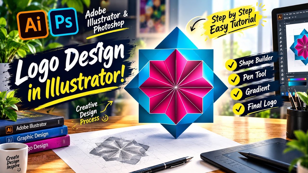 Geometric Circle Logo Design in Adobe Illustrator!