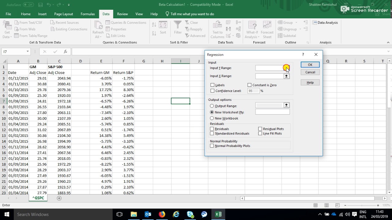 Calculating Beta