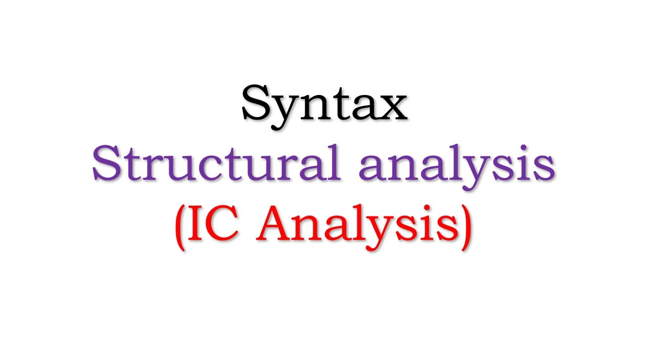 Syntax - Structural Analysis (IC Analysis) in Tamil  /TNTET/UGTRB/PGTRB/NET/SET