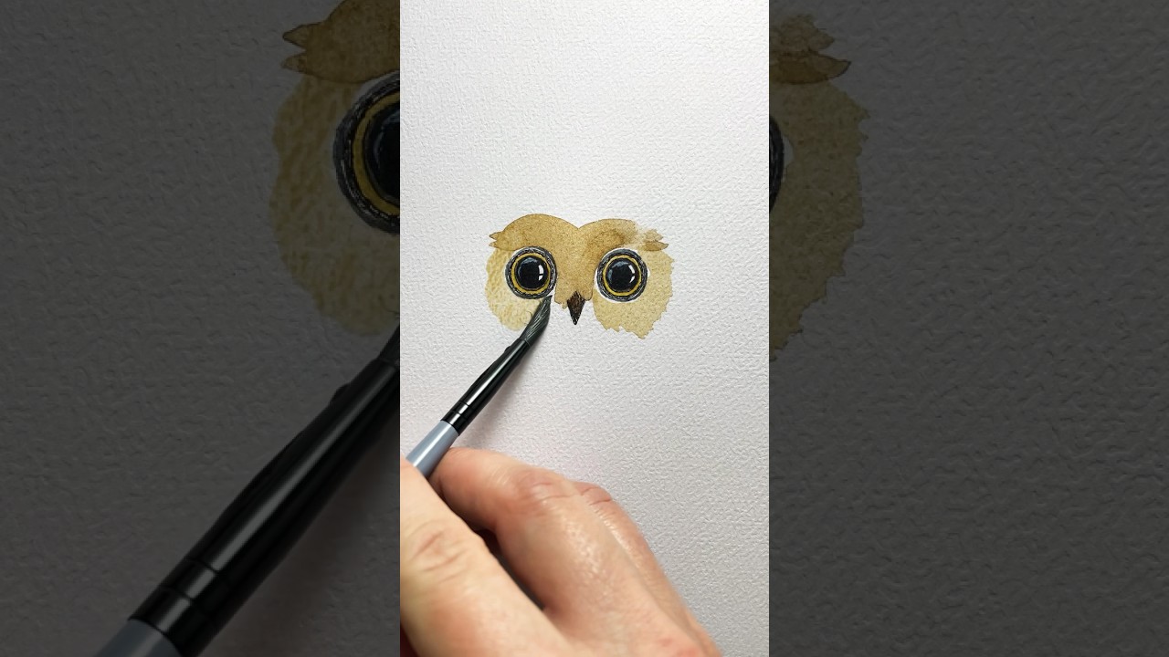 🦉☺️ #watercolor #owl #painting #artist #beginner