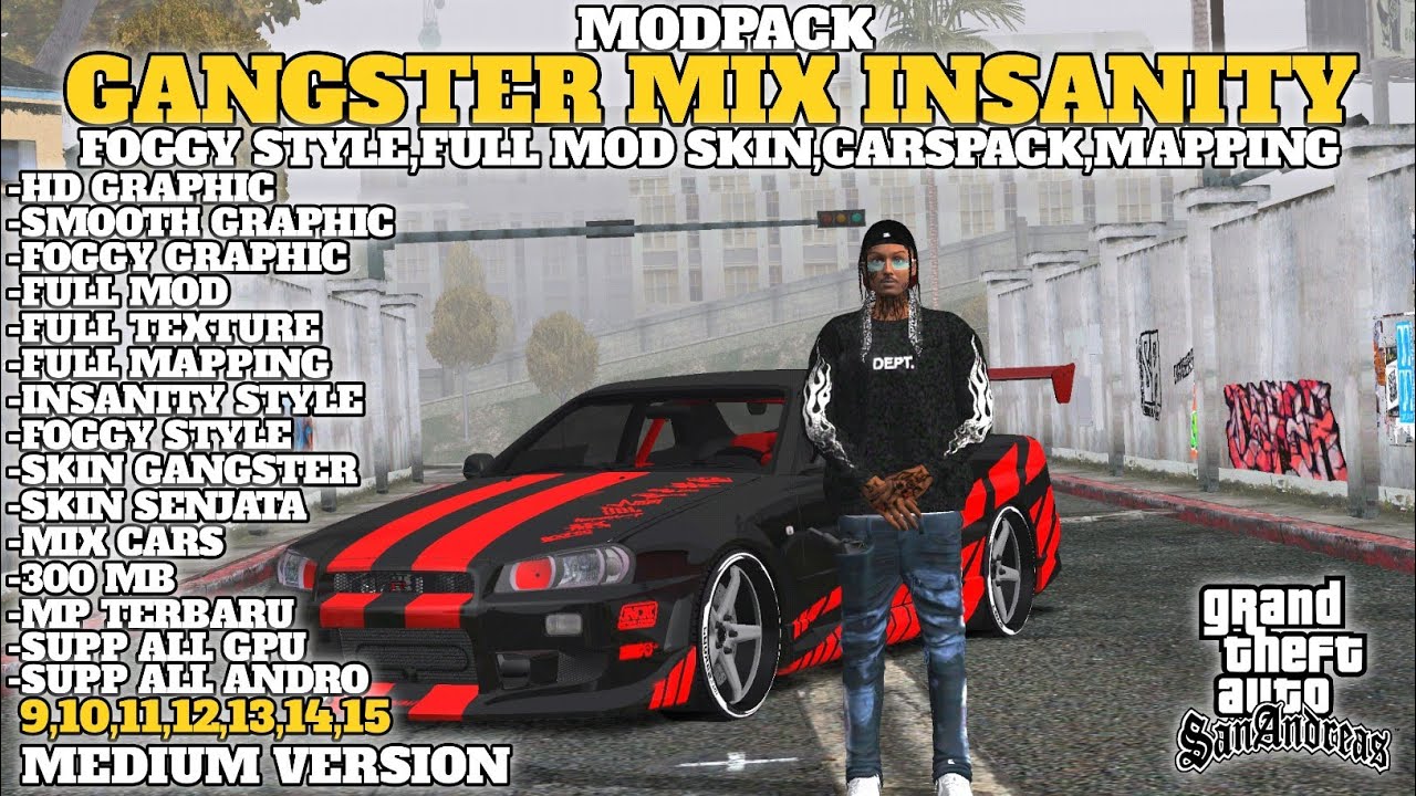 SHARE⁉️MODPACK GANGSTER MIX INSANITY FOGGY GRAFIK FULL MOD,KENDARAAN,MAPPING😎 🤩[MEDIUM VERSION]300MB