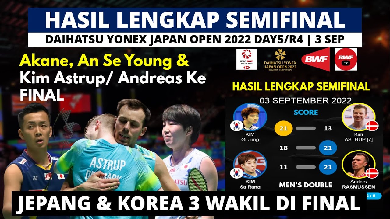 Hasil Lengkap Semifinal Japan Open 2022: Kim Astrup/Anders Ke Final Badminton Yonex Japan Open 2022