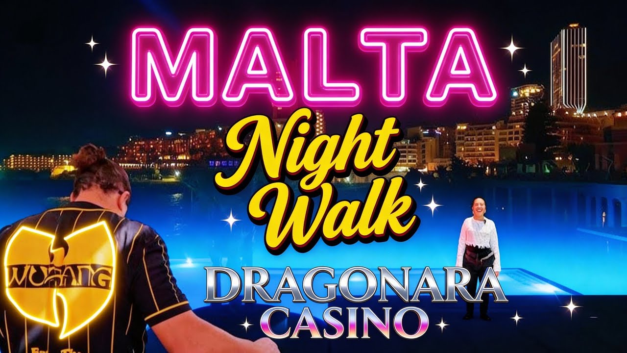 Ночная прогулка по Мальте до казино Dragonara | Потрясающие виды Сент-Джулианса после наступления...