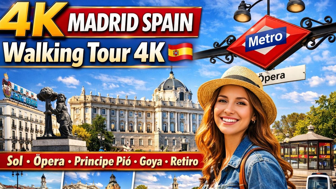 4K MADRID SPAIN Walking Tour 4K 🇪🇸 | Sol, Ópera, Príncipe Pío, Goya & Retiro Metro Station